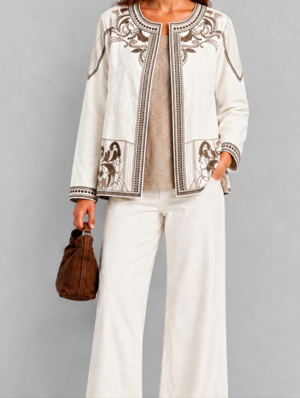 Christopher & Banks Set Embroidered Jacket & Tank Top XL